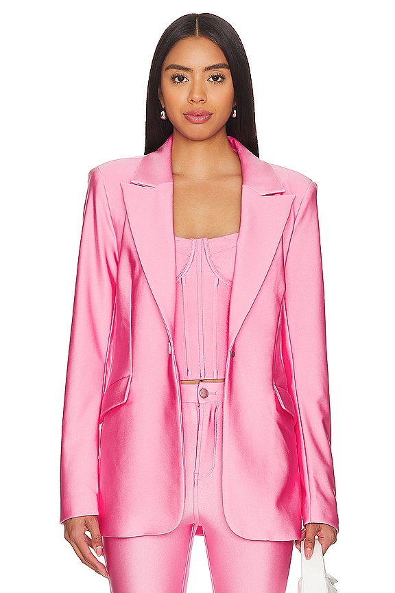 Good American Compression Shine Sculpted Blazer in Sorority Pink003 ...