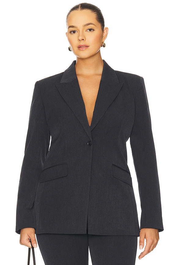 view 2 of 8 Essential Suiting Sculpted Blazer in Dark Heather Gray