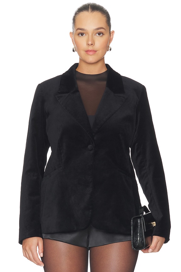 view 2 of 8 Velvet Sculpted Blazer in Black001