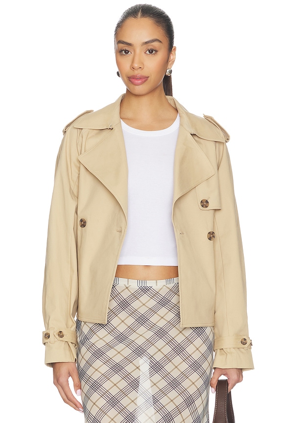 view 2 of 5 Cropped Trench Jacket in Sandy Fawn