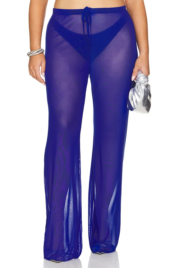 view 2 of 8 БРЮКИ КЛЁШ ИЗ СЕТКИ in Capri Blue004