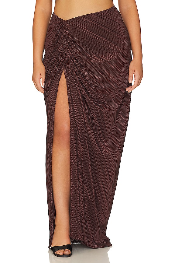 view 2 of 8 JUPE MAXI PLISSÉE ALWAYS FITS in Dark Cocoa001