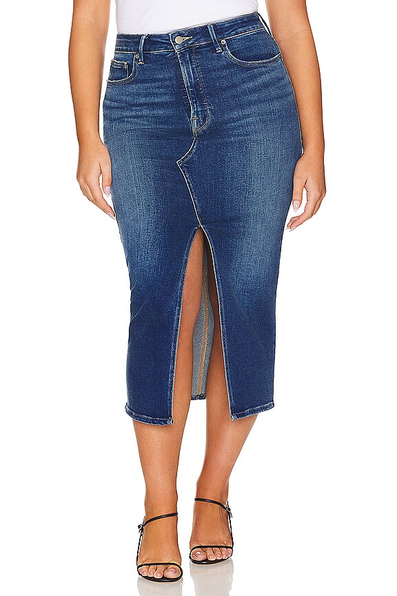 view 2 of 9 FALDA MIDI CON ABERTURA EN LA PARTE DELANTERA in Blue691