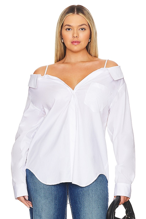 view 2 of 8 РУБАШКА С ОТКРЫТЫМИ ПЛЕЧАМИ in White001