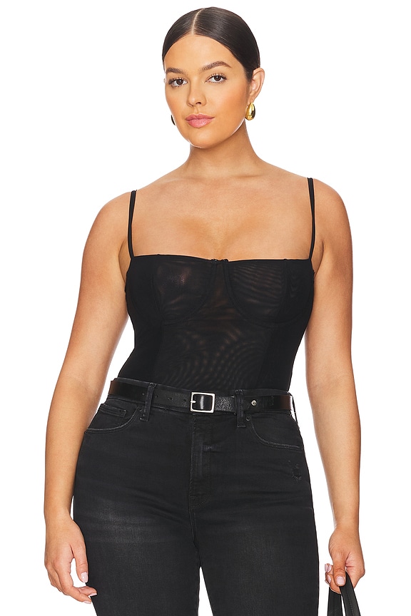 view 2 of 10 Corset Mesh Bodysuit in Black001