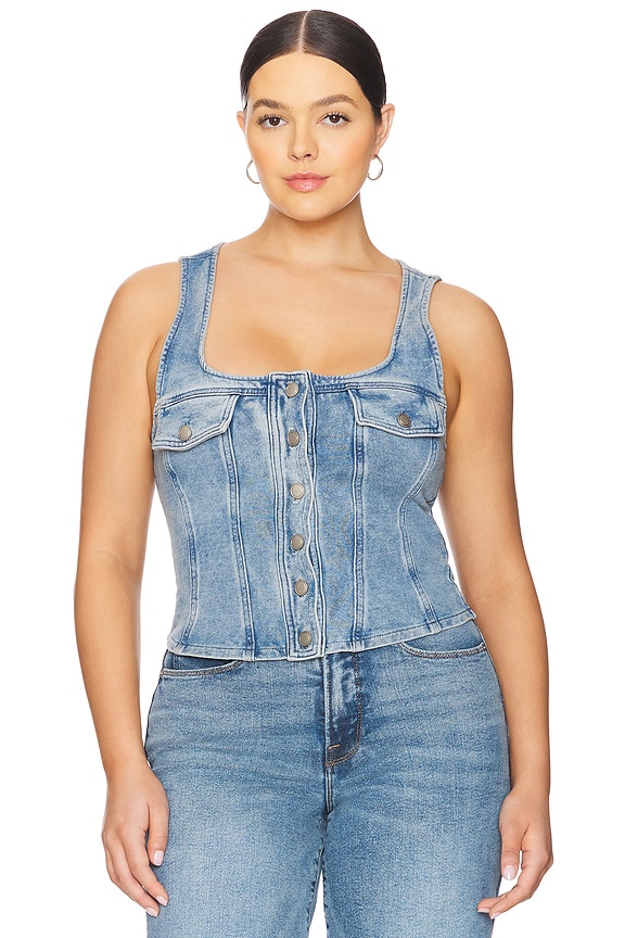 view 2 of 8 Jeanius Button Front Corset in Indigo586