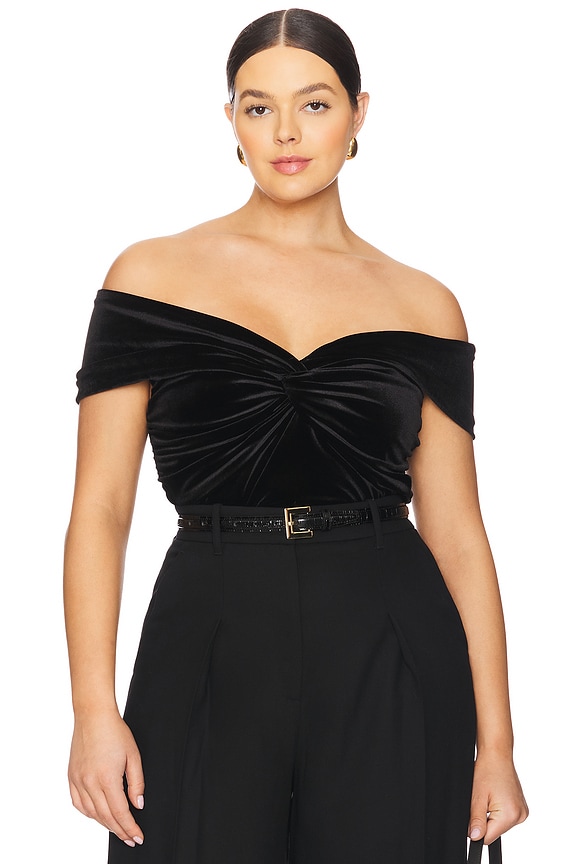 view 2 of 8 Velvet Off Shoulder Top in Black001