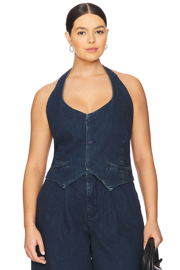 view 2 of 8 Denim Halter Vest in Indigo724
