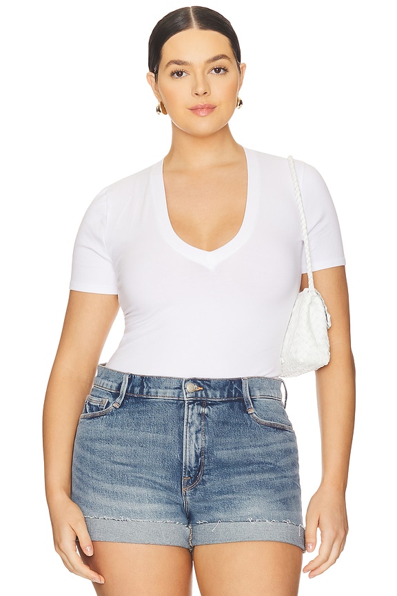 view 2 of 10 Deep V Bodysuit in White001