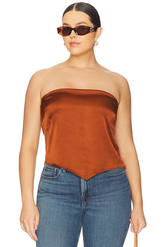 view 2 of 8 Satin Handkerchief Top in Copper004