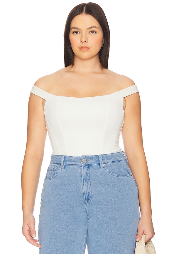view 2 of 10 Scuba Corset Bodysuit in Cloud White001