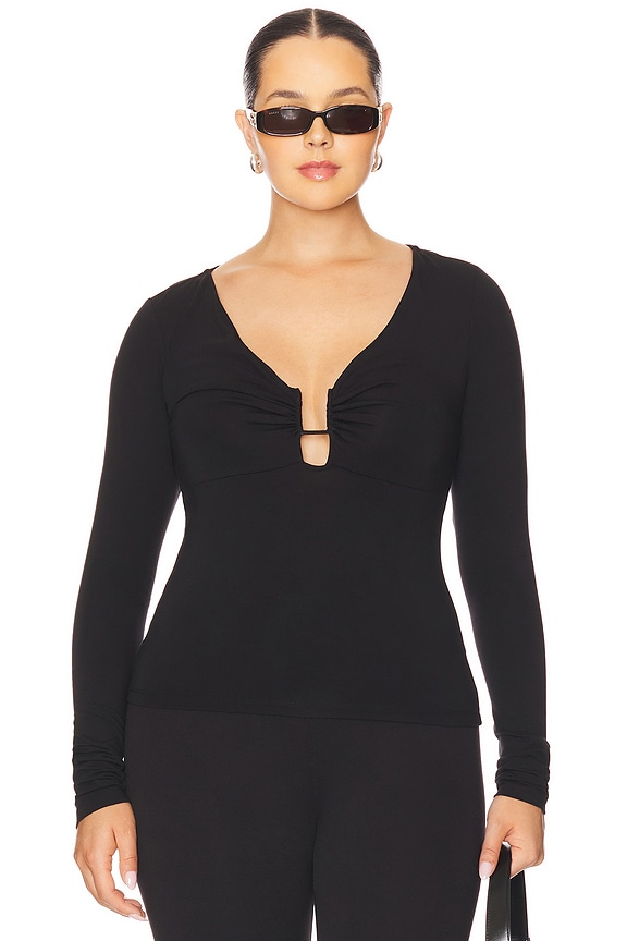 view 2 of 11 Jersey U Wire Long Sleeve Top in Black001