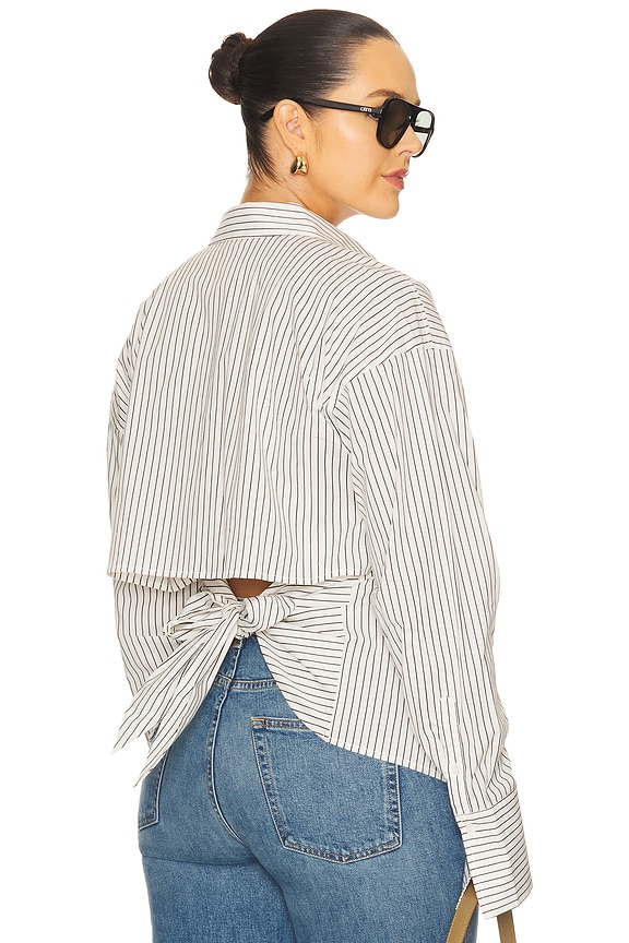 view 2 of 11 Poplin Tie Back Shirt in Bcw Pinstripe001