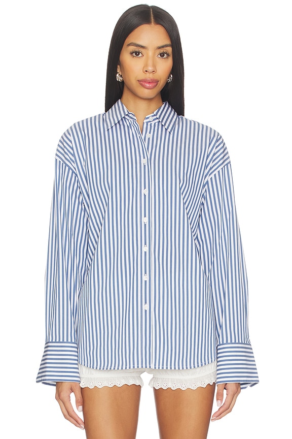 view 2 of 6 Oversized Shirt in Indigo Stripe