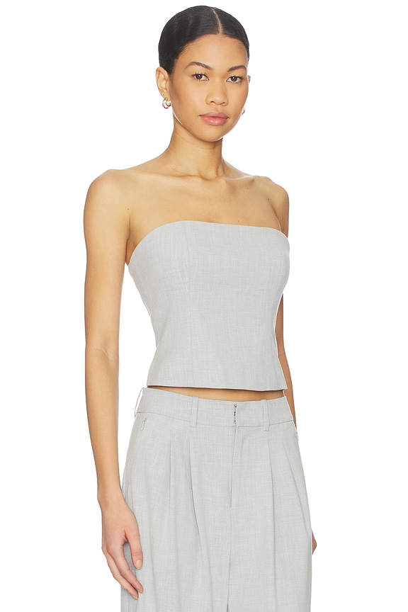 view 2 of 4 Essential Suiting Strapless Top in Crosshatch Grey