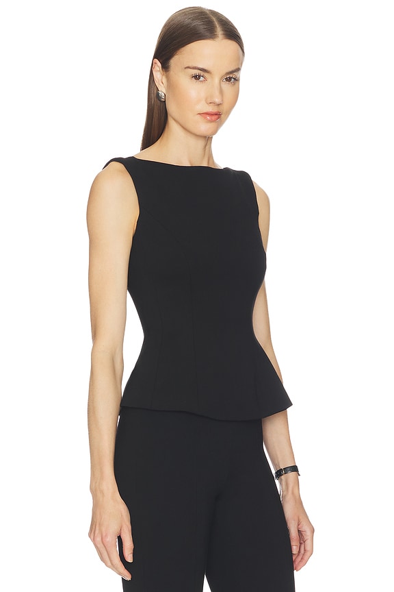 view 2 of 4 Soft Stretch Ponte Straight Neck Top in Black