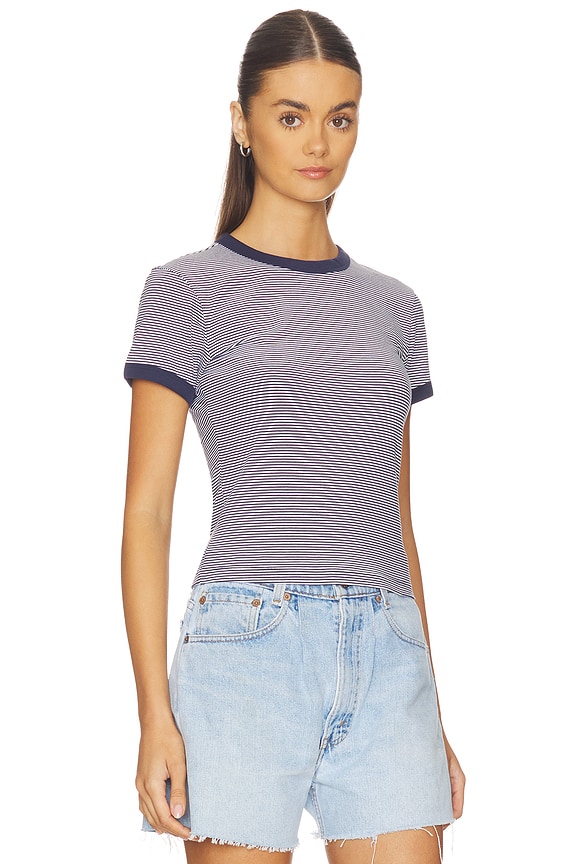 view 2 of 5 Super Stretch Ringer Baby Tee in Horizon Stripe