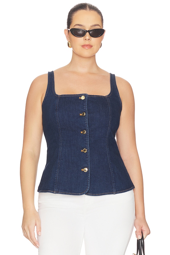 view 2 of 8 Sleeveless Button Front Denim Top in Indigo1169