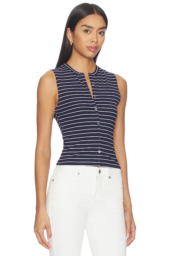 view 2 of 5 The Rib Splay Top in Horizon Stripe Ink