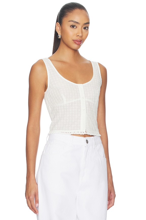 view 2 of 5 The Eyelet Top in White