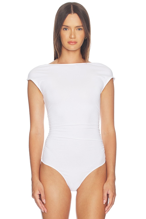 view 2 of 5 The Open Back Bodysuit in White001