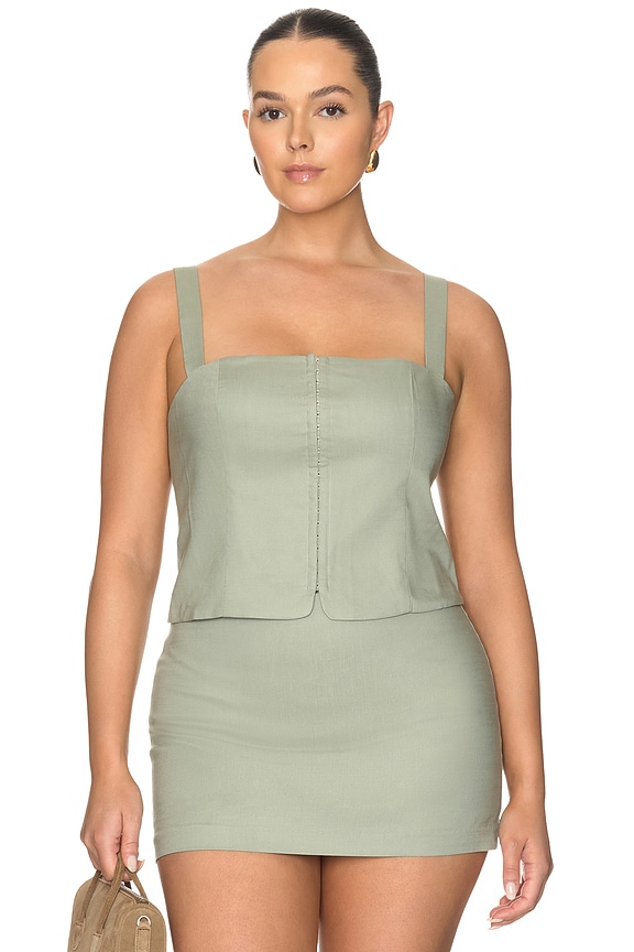 view 2 of 4 The Linen Corset Top in Mosswell