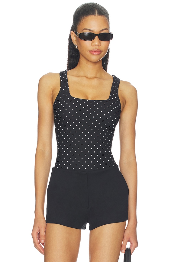 view 1 of 10 The Weightless Sculpting Modern Tank Bodysuit in Mini Dot Black