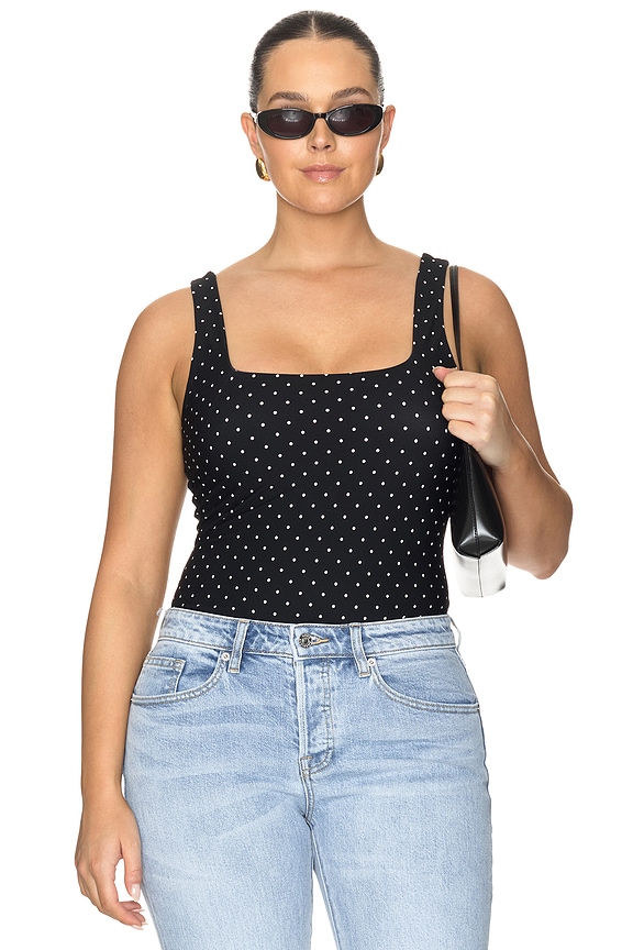 view 2 of 10 The Weightless Sculpting Modern Tank Bodysuit in Mini Dot Black