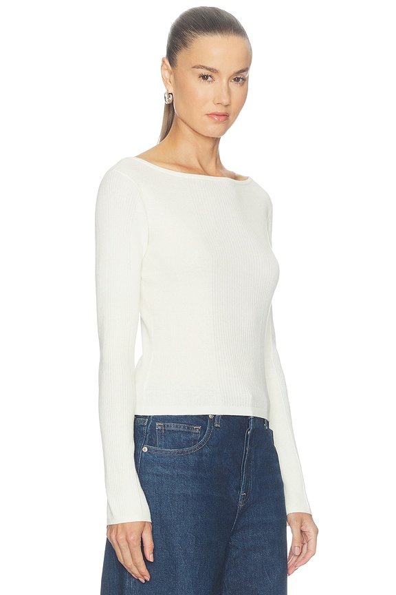 view 2 of 4 The Rib Scoop Boat Neck Top in Chalk