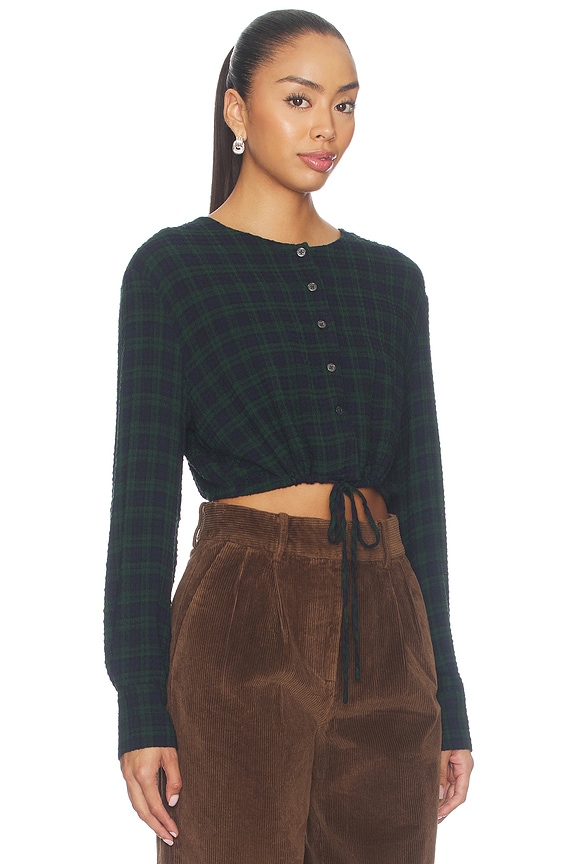view 2 of 5 The Crinkle Cinched Shirt in Forest Plaid
