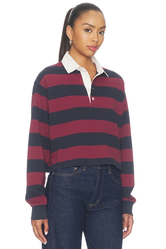 view 2 of 4 The Cropped Rugby Polo in Navy Berry Noir Block Stripe