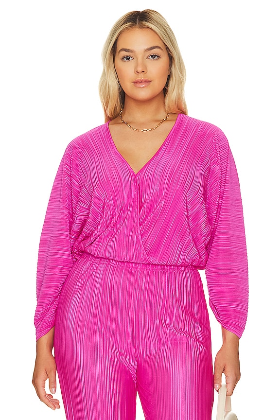 view 2 of 9 Always Fits Plisse Sculpt Top in Fuchsia Pink001