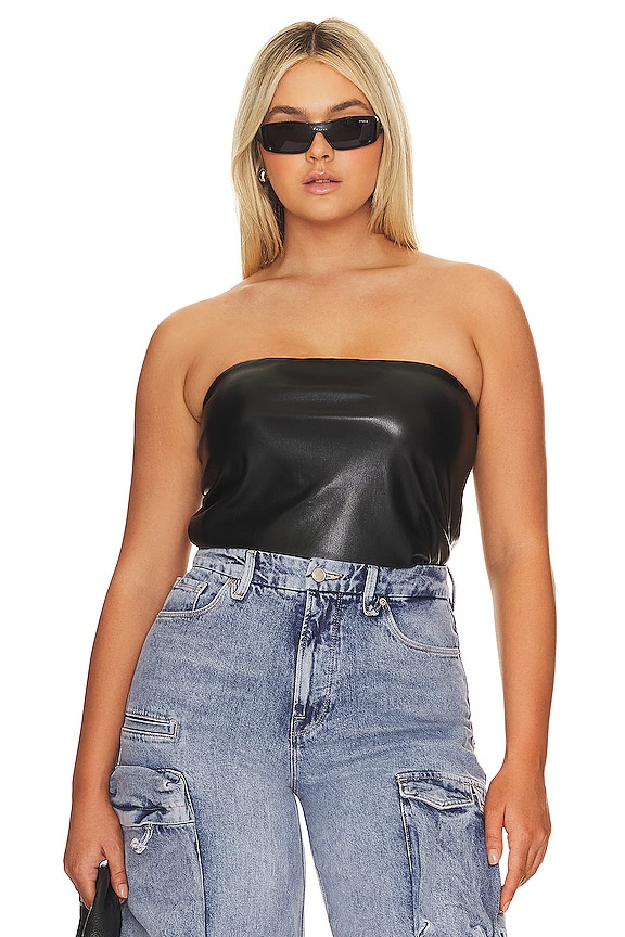 view 2 of 8 フェイクレザー・チューブトップ in Black001