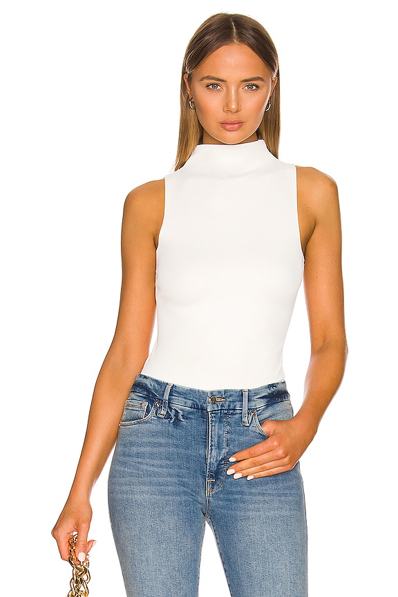 Good American Scuba Funnel Tank Bodysuit in White001 | REVOLVE