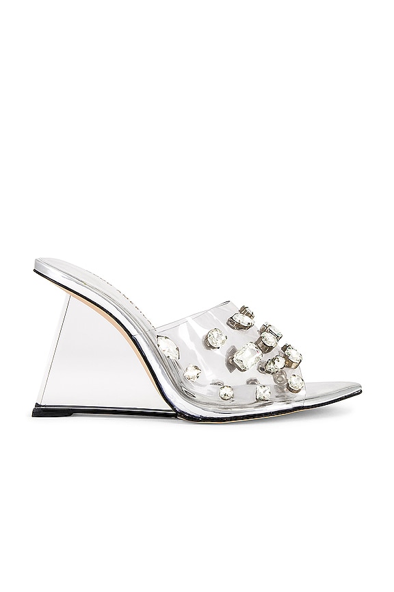 Good American Jeweled Wedge Heel in Glass002 REVOLVE