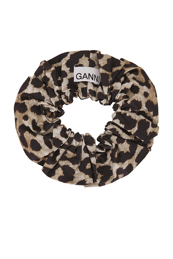 view 2 of 2 Printed Cotton Scrunchie in Leopard