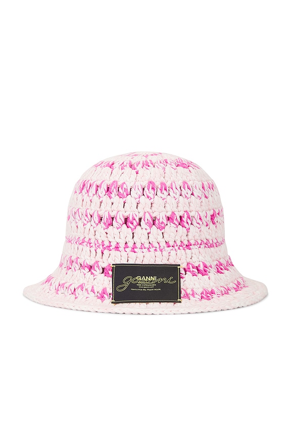 view 2 of 3 Cotton Melange Crochet Bucket Hat in Multicolour