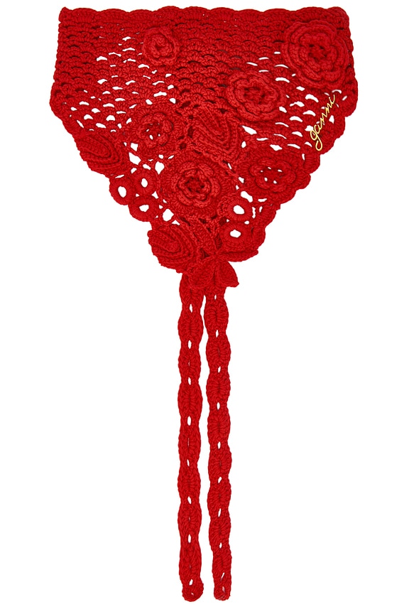 view 1 of 2 Crochet Head Scarf in Goji Berry