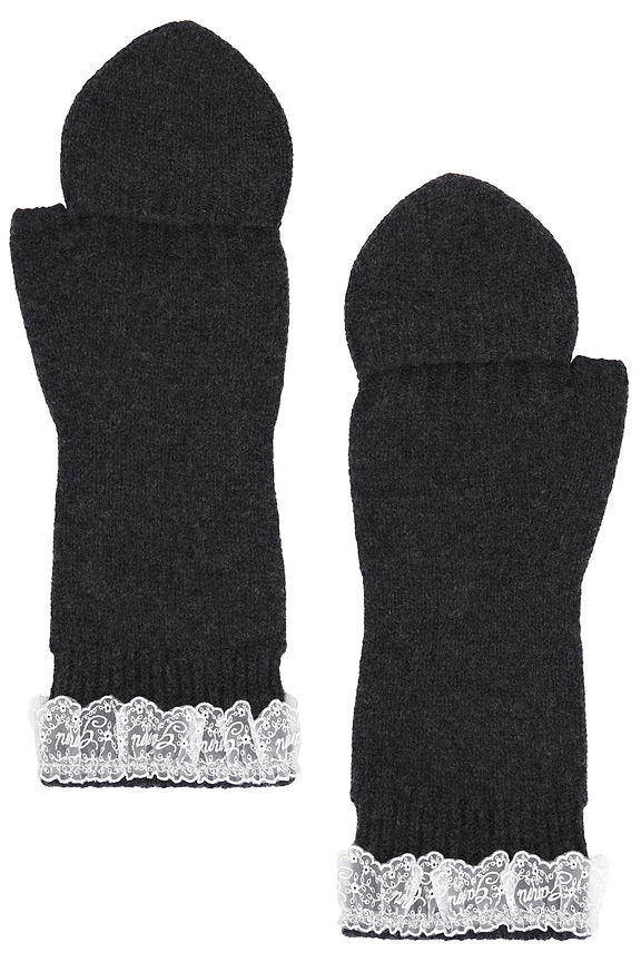 view 2 of 4 Compact Wool Lace Mittens in Phantom