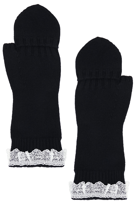 view 2 of 4 Compact Wool Lace Mittens in Sky Captain