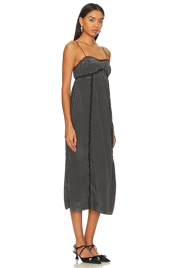 view 2 of 3 Shiny Midi Dress in Gray Pinstripe