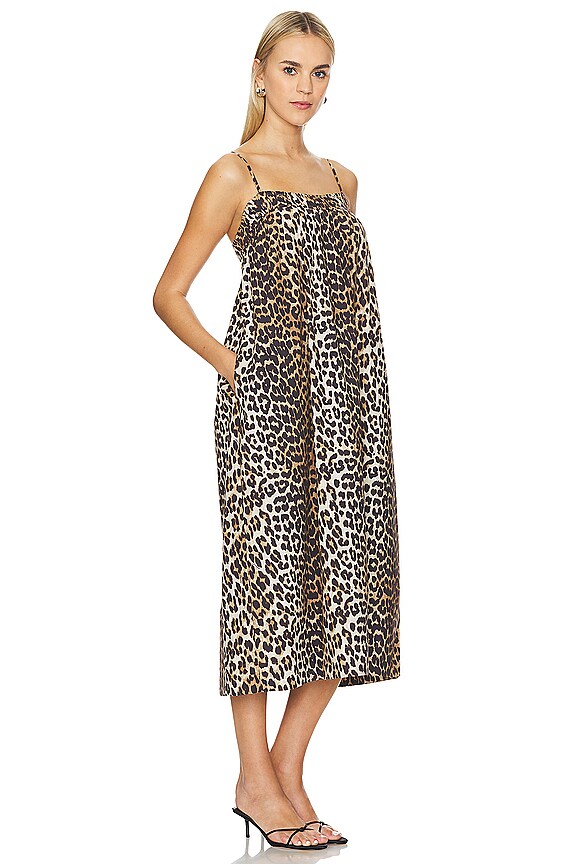 view 2 of 3 Printed Midi Strap Dress in Leopard