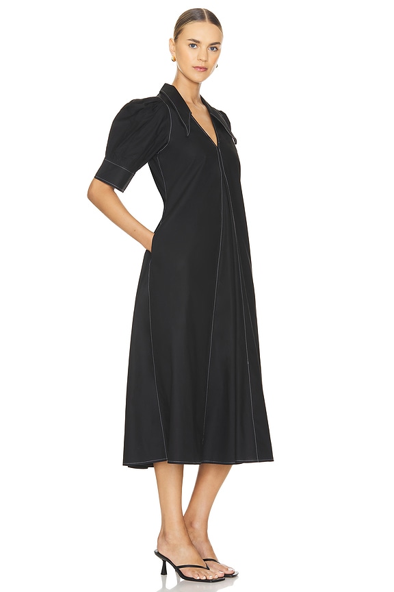 view 2 of 3 Cotton Poplin V-neck Maxi Dress in Black