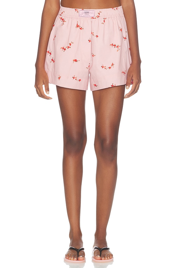 view 2 of 7 Printed Stretch Cotton Short in Silver Pink