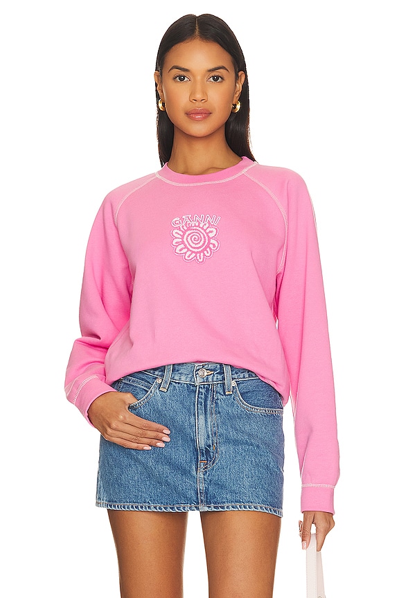 Ganni Isoli Solid Sweatshirt in Wild Orchid | REVOLVE