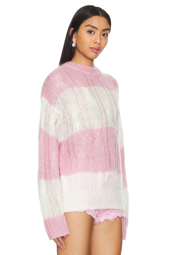 view 2 of 5 СВИТЕР С КОСОЙ ВЯЗКОЙ И ПОЛОСКОЙ ИЗ МОХЕРА in Lilac Sachet