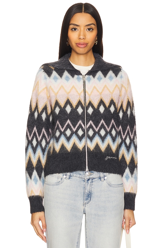 view 2 of 6 Fine Brushed Alpaca Cardigan in Black