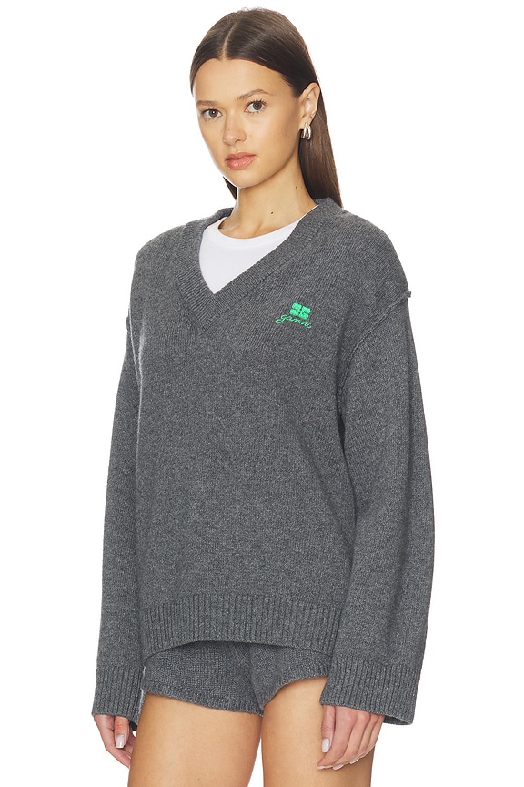 view 2 of 5 Core Future Wool Mix V-neck in Charcoal Grey