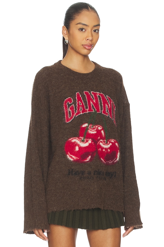 view 2 of 4 Brushed Alpaca Graphic Oversized Sweater in Chicory Coffee