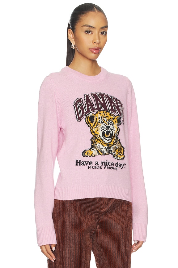 view 2 of 4 Graphic Wool Sweater in Chalk Pink